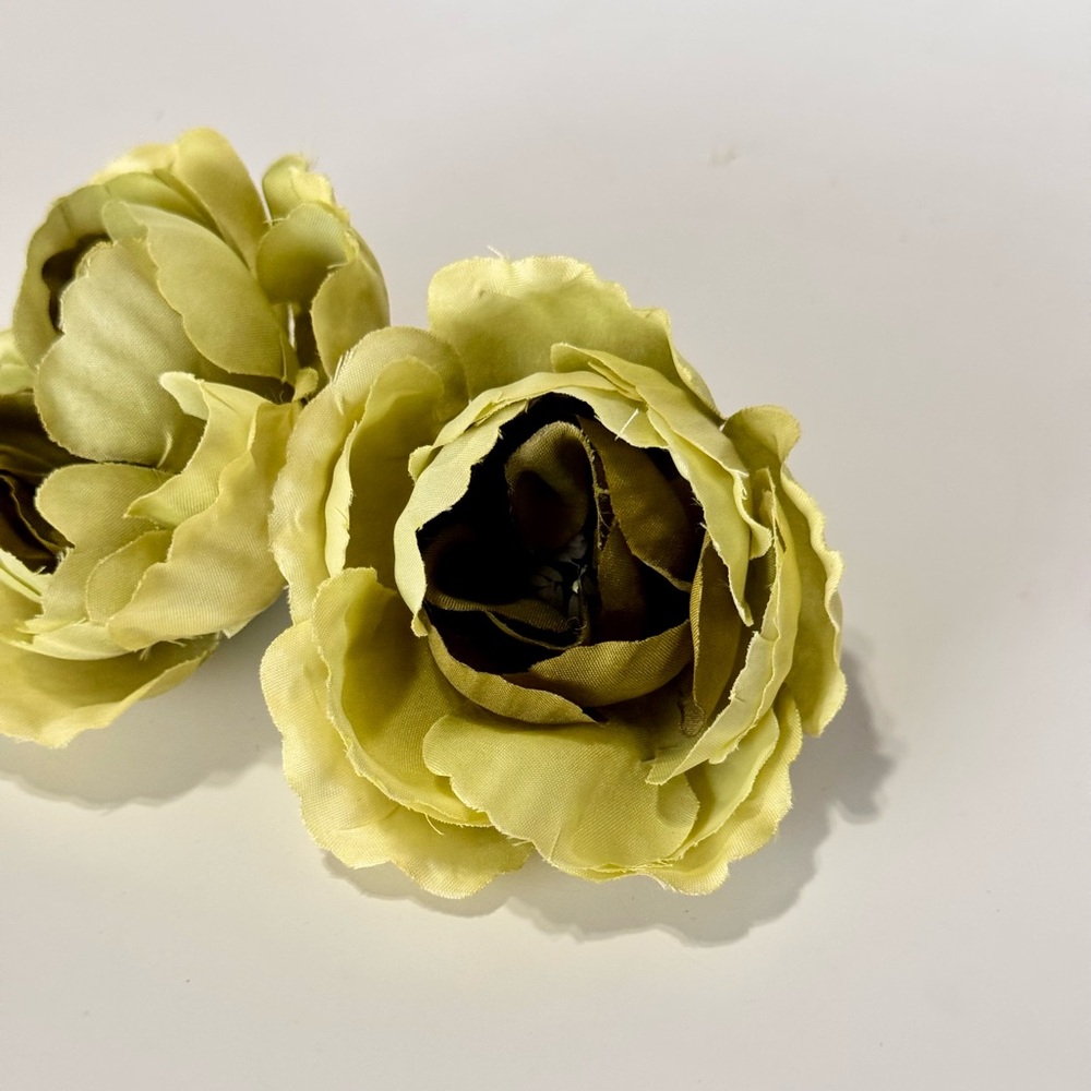 LIFELIKE 2 Olive Green Ranunculus Faux Flowers - Wreath, Wedding, Home Decor
